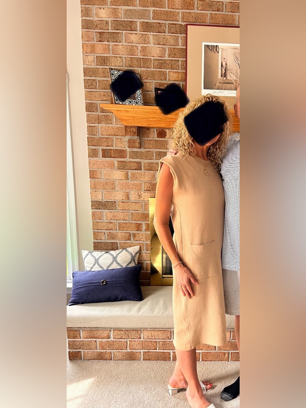 Anthropologie Camel Sleeveless Midi Knit Dress with Front Pockets Mauve